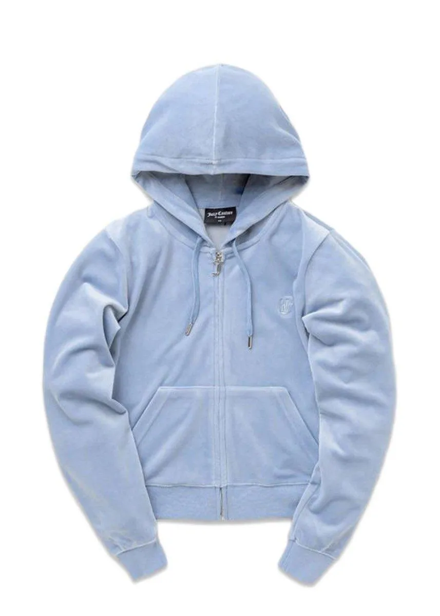 Robertson Classic Velour Zip Trough Hoodie - Blue Fog