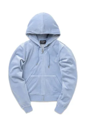 Robertson Classic Velour Zip Trough Hoodie - Blue Fog