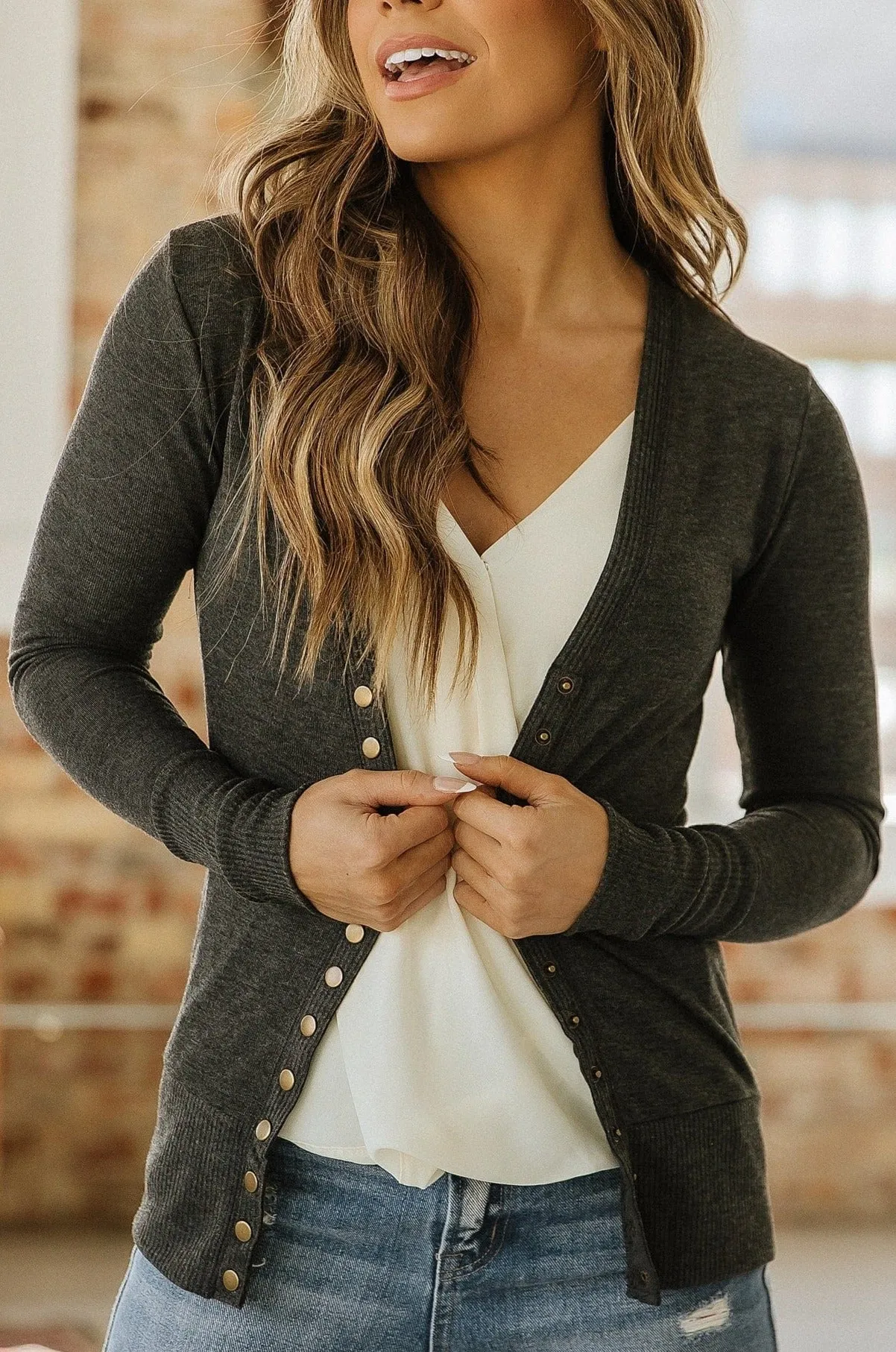 SALE - Ribbed Snap Cardigan