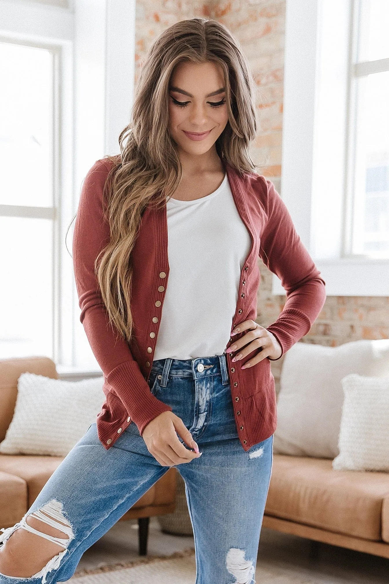 SALE - Ribbed Snap Cardigan