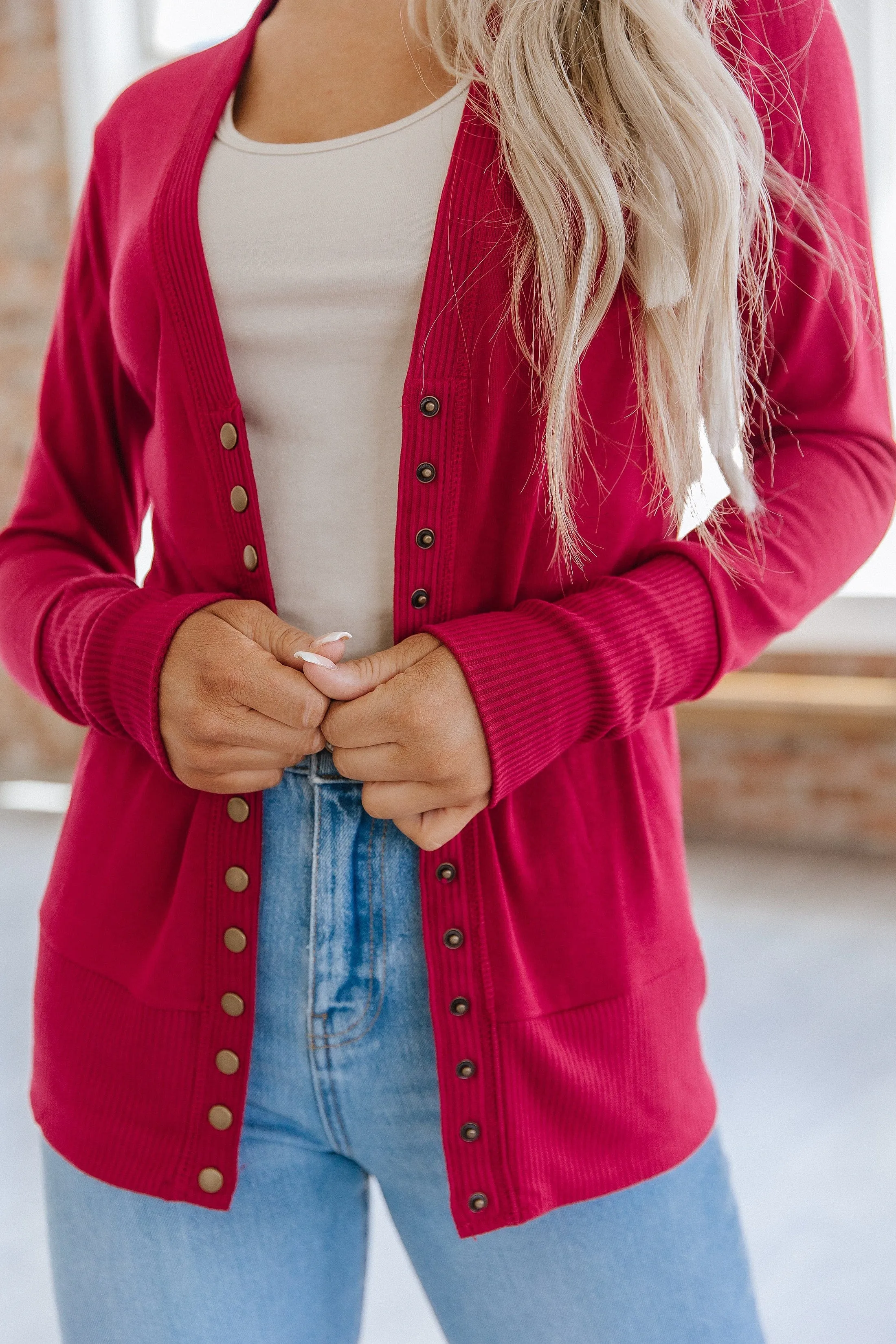 SALE - Ribbed Snap Cardigan