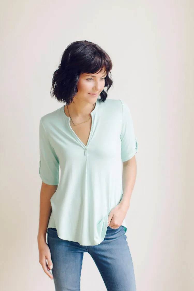 Santa Feign Blouse - Aqua