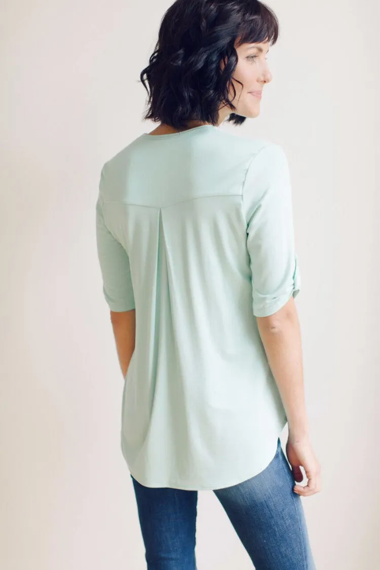 Santa Feign Blouse - Aqua