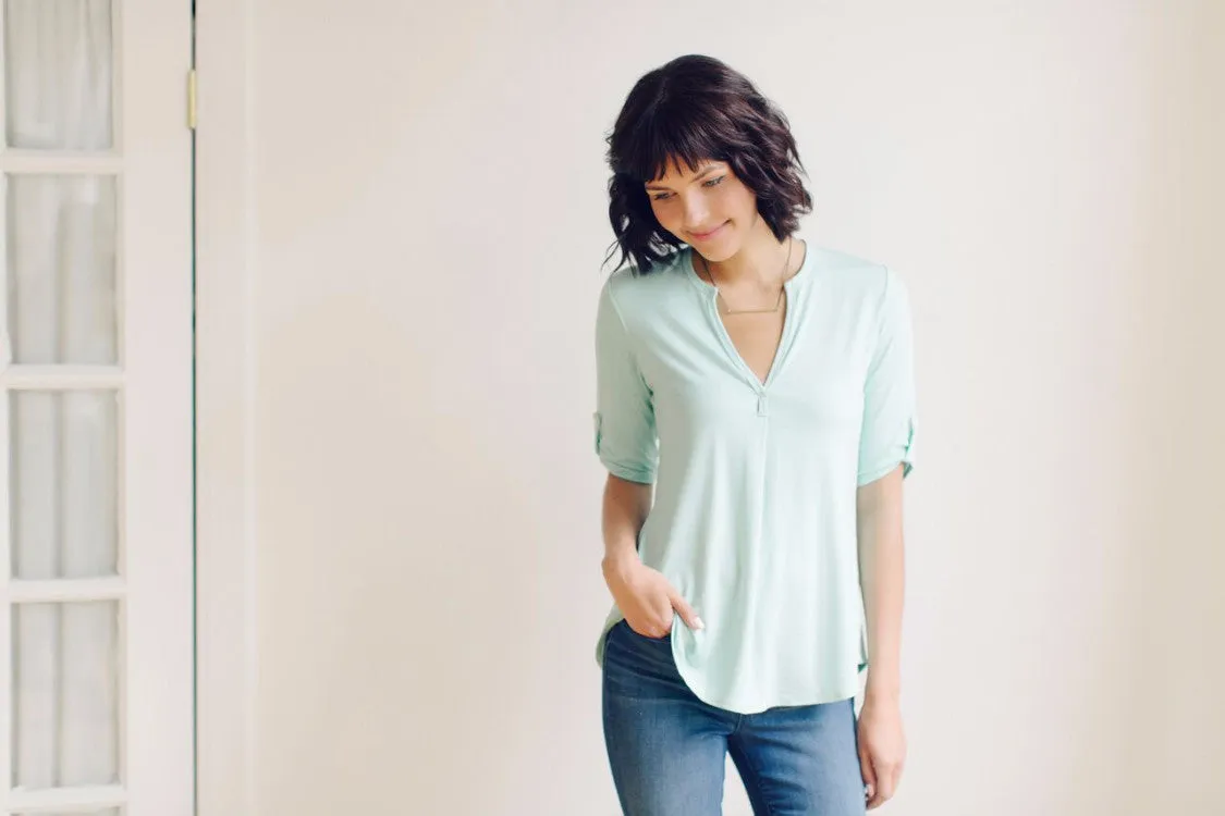 Santa Feign Blouse - Aqua