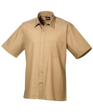 Short sleeve poplin shirt | Khaki