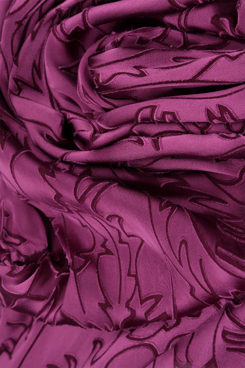 Sleeveless Magenta Devoré Feather Silk Top