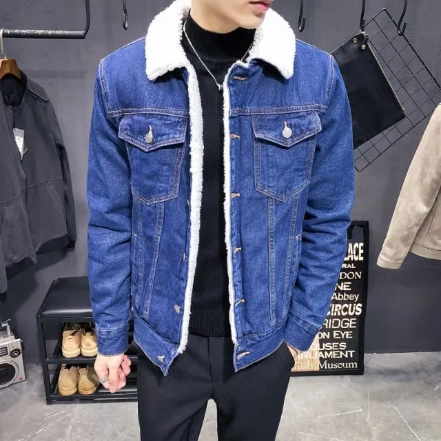 Slim Fit Denim Fleece Jacket