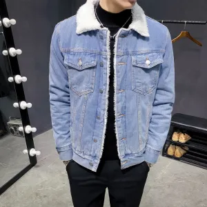 Slim Fit Denim Fleece Jacket