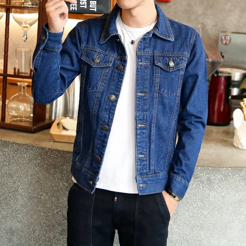 Slim Fit Denim Fleece Jacket