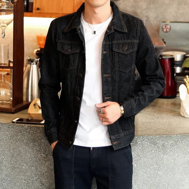 Slim Fit Denim Fleece Jacket