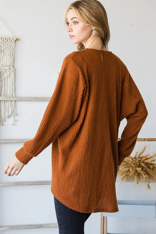 Solid Waffle Open Cardigan - Final Sale