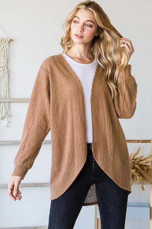 Solid Waffle Open Cardigan - Final Sale