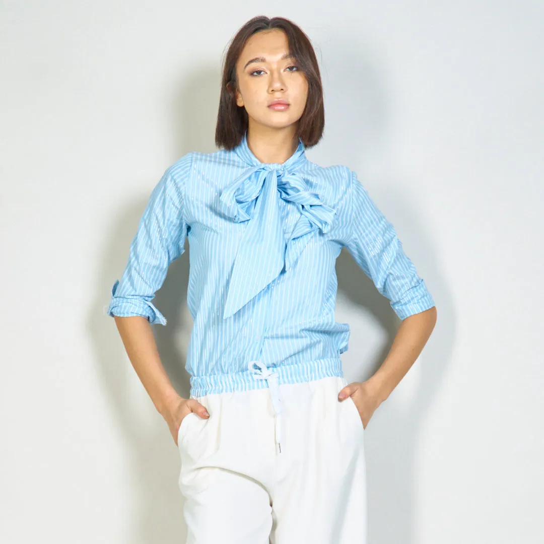 Striped blouse with bow tie collar wholesale