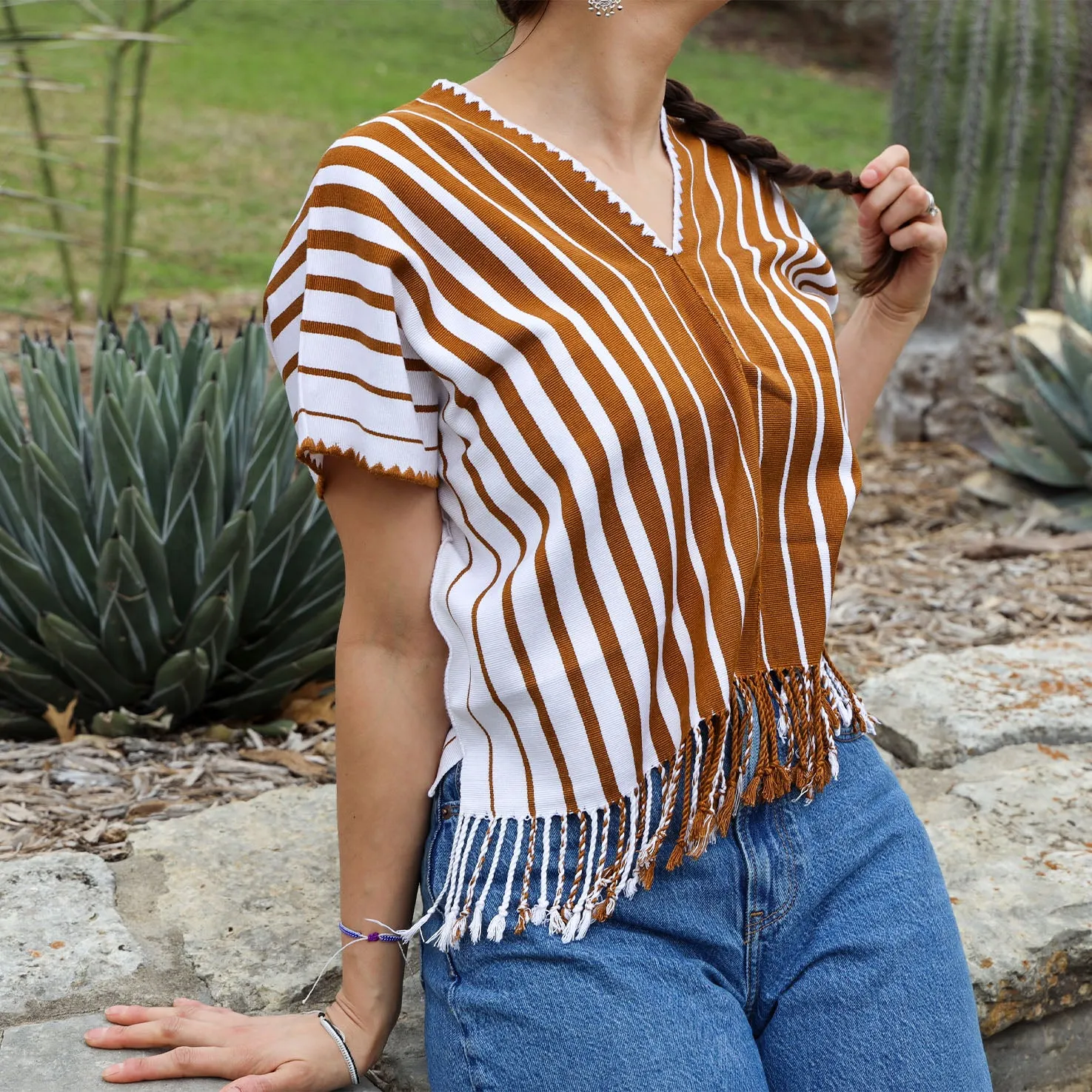 Tassels Cropped Huipil Blouse