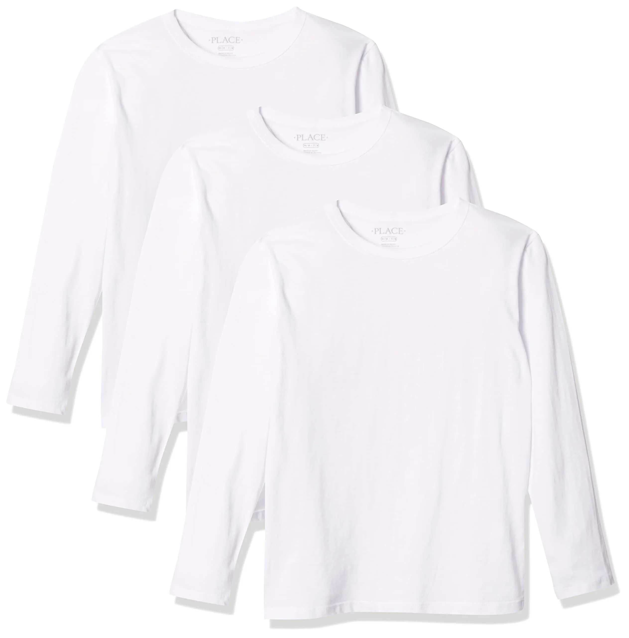 The Children's Place boys Long Sleeve Basic Layering T-shirt T Shirt, White 3 Pack, X-Large US