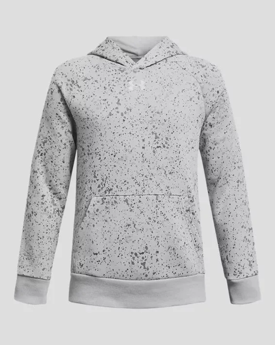 Under Armour Boys Rival Fleece Printed Hoodie- Mod Gray