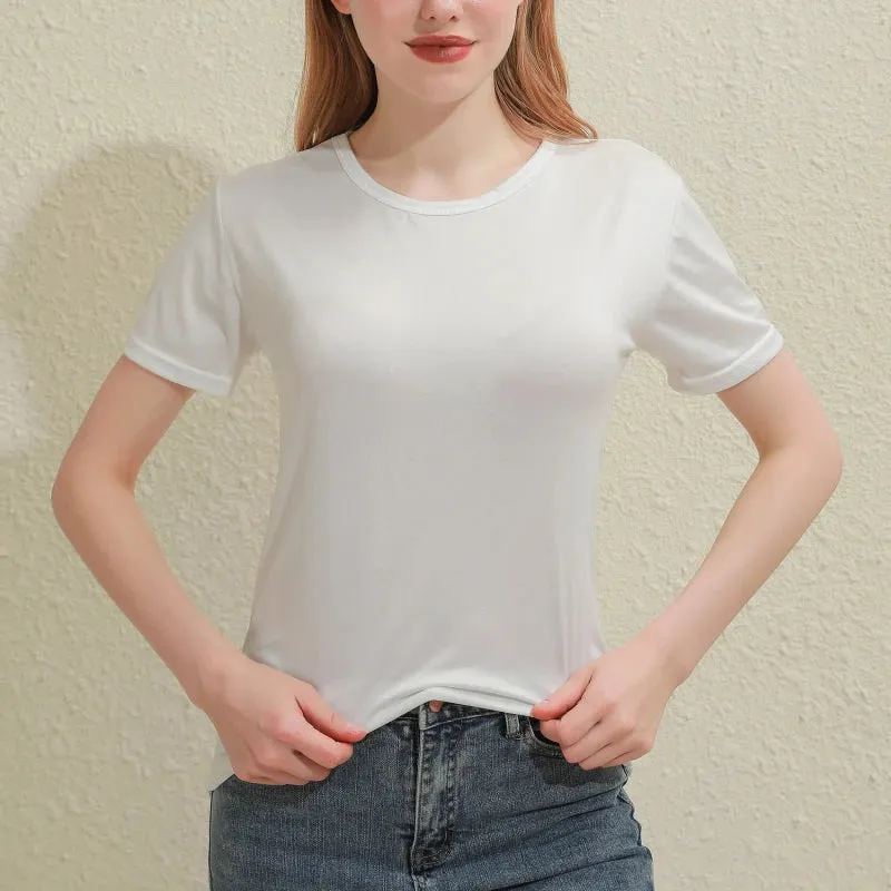 V-Neck Slim Fit Cotton Tee for Women - Casual Short Sleeve T-Shirt in Classic White and Black