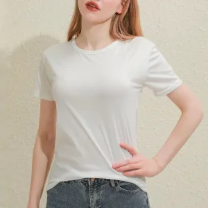 V-Neck Slim Fit Cotton Tee for Women - Casual Short Sleeve T-Shirt in Classic White and Black