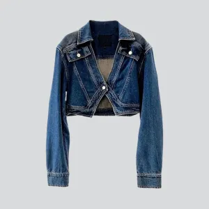 Vintage v-neck jean jacket
 for ladies