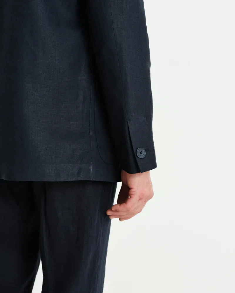 WAX LONDON FINTRY LINEN BLAZER  - MIDNIGHT