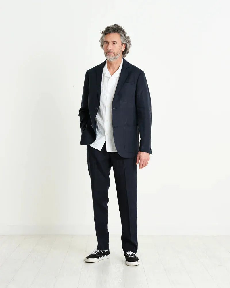 WAX LONDON FINTRY LINEN BLAZER  - MIDNIGHT