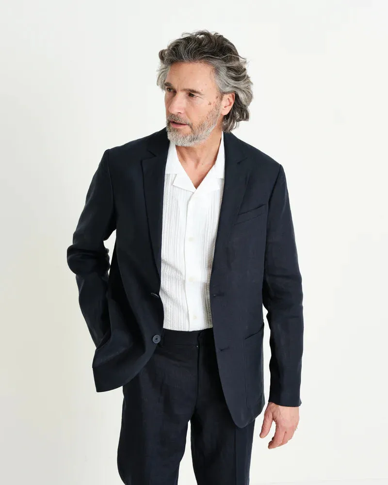 WAX LONDON FINTRY LINEN BLAZER  - MIDNIGHT