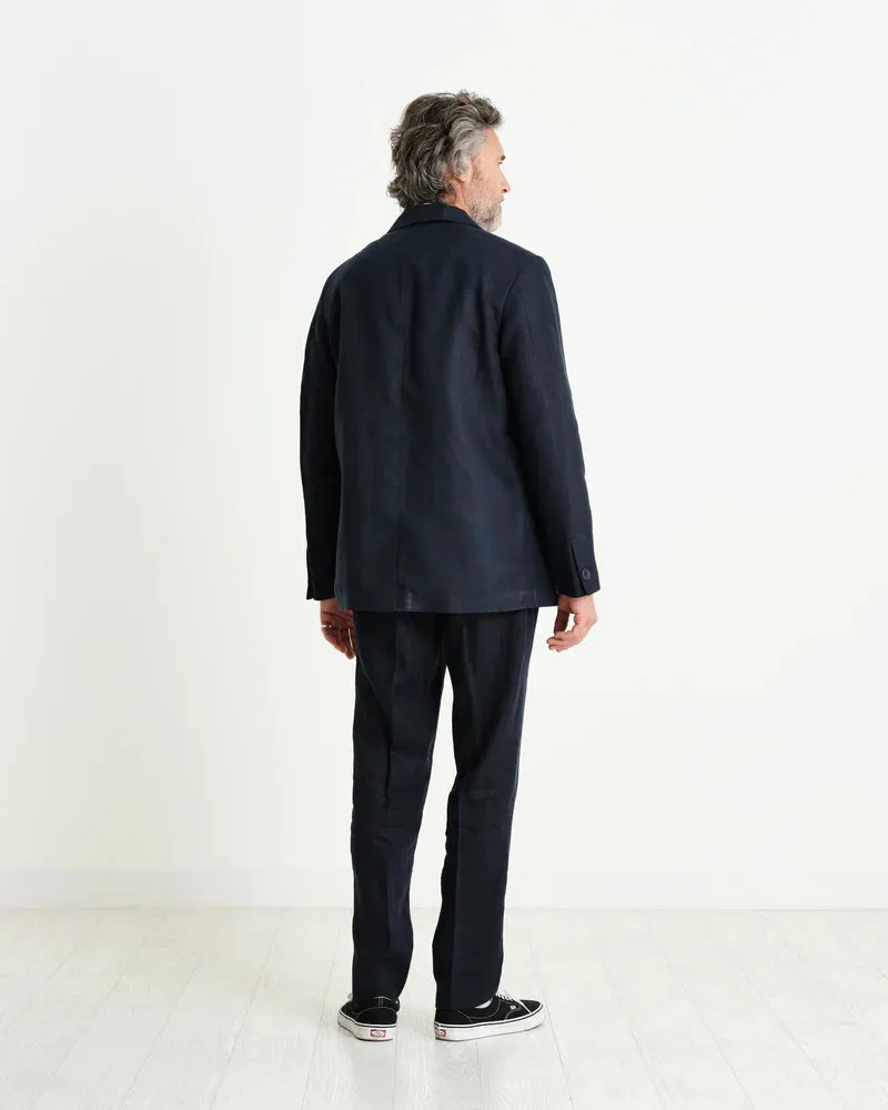 WAX LONDON FINTRY LINEN BLAZER  - MIDNIGHT