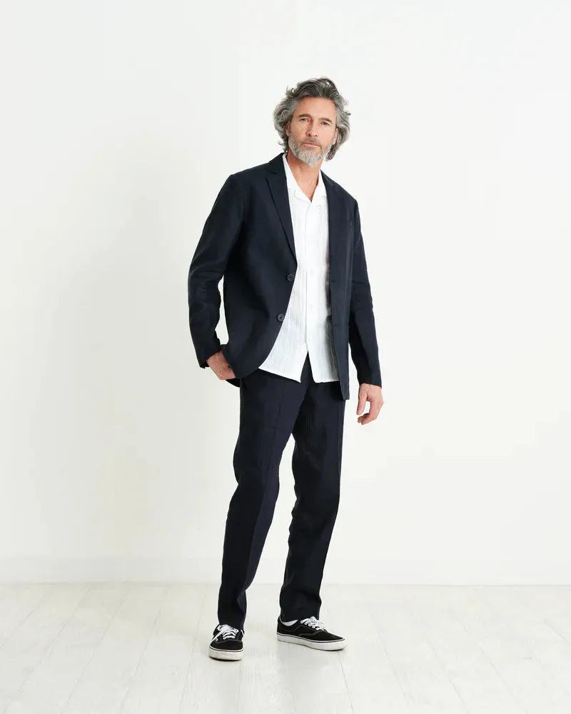 WAX LONDON FINTRY LINEN BLAZER  - MIDNIGHT