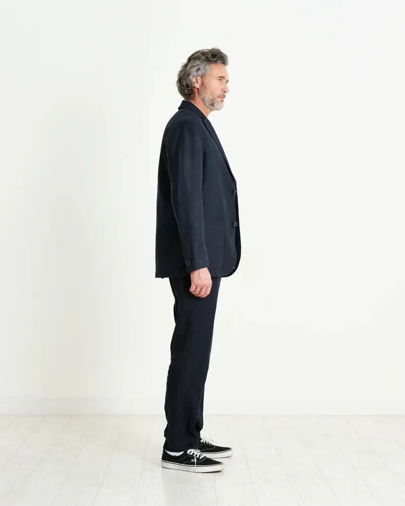 WAX LONDON FINTRY LINEN BLAZER  - MIDNIGHT