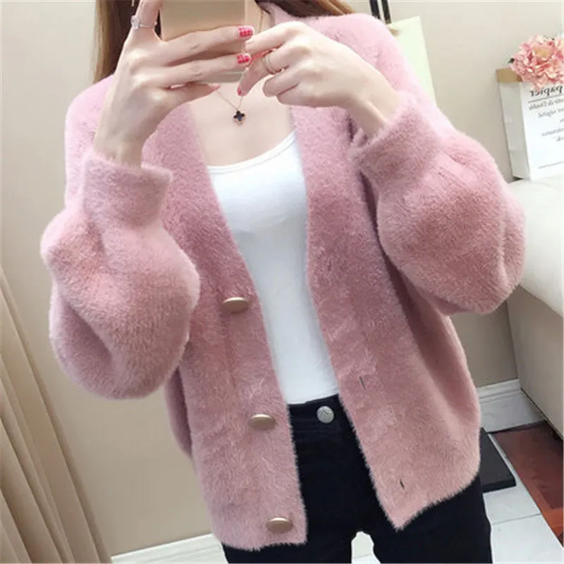 Women Knitted Sweater Cardigan Coat Jacket Top Jumper Loose Casual Chandails Pull Hiver