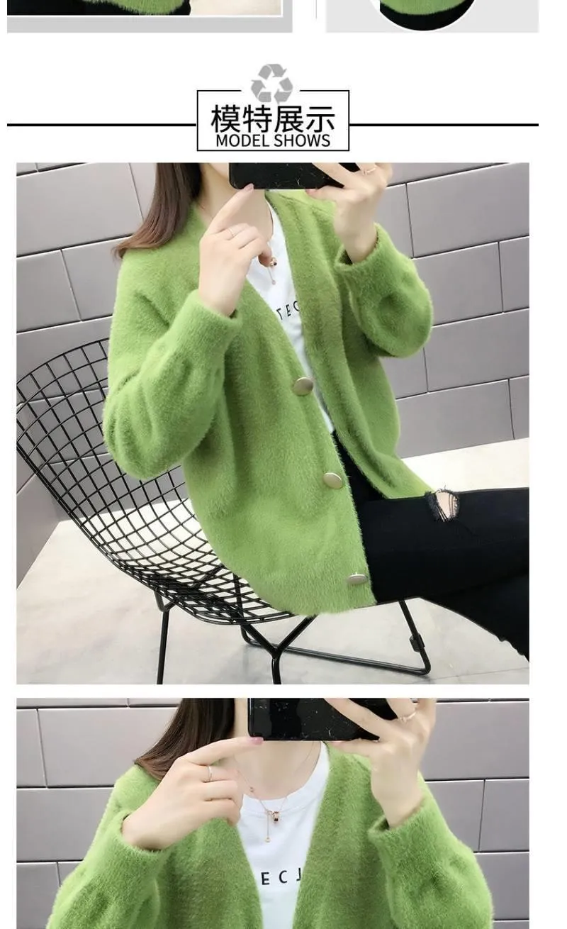 Women Knitted Sweater Cardigan Coat Jacket Top Jumper Loose Casual Chandails Pull Hiver