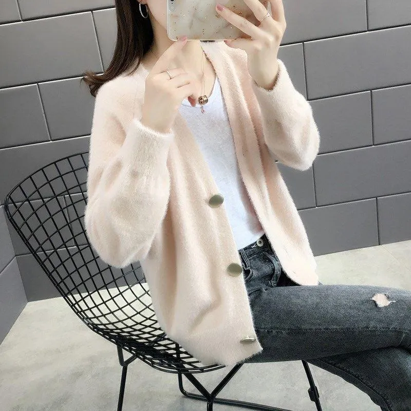 Women Knitted Sweater Cardigan Coat Jacket Top Jumper Loose Casual Chandails Pull Hiver