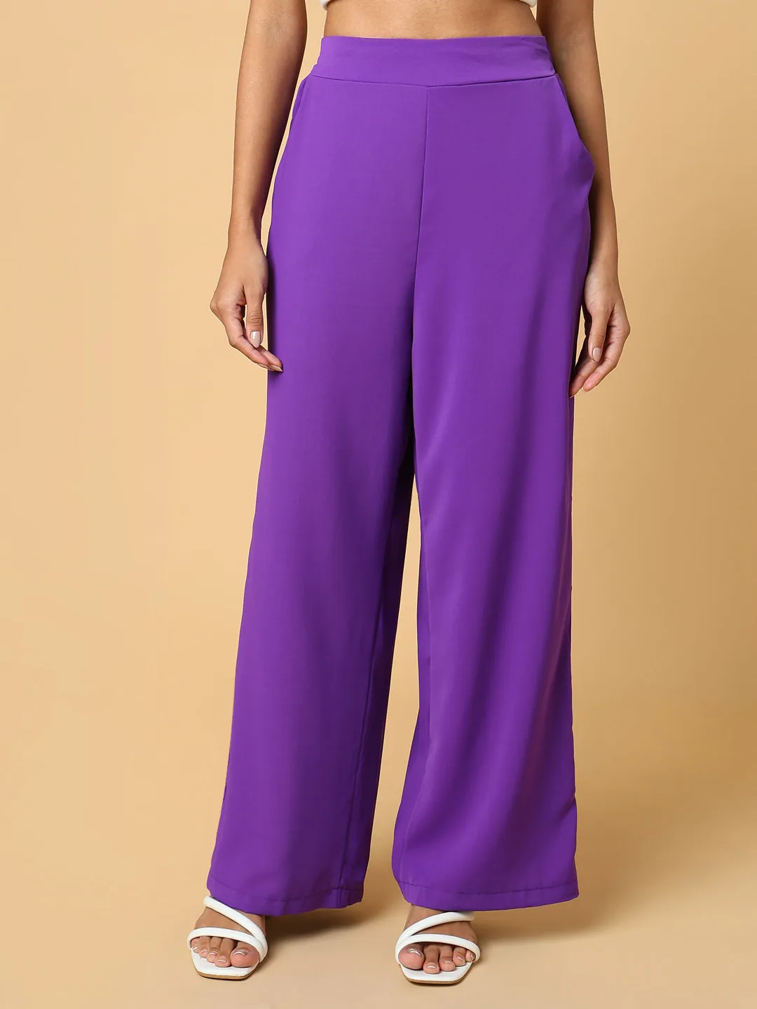 Women Solid Purple Trouser