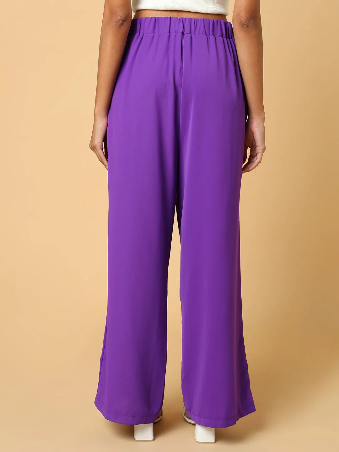 Women Solid Purple Trouser