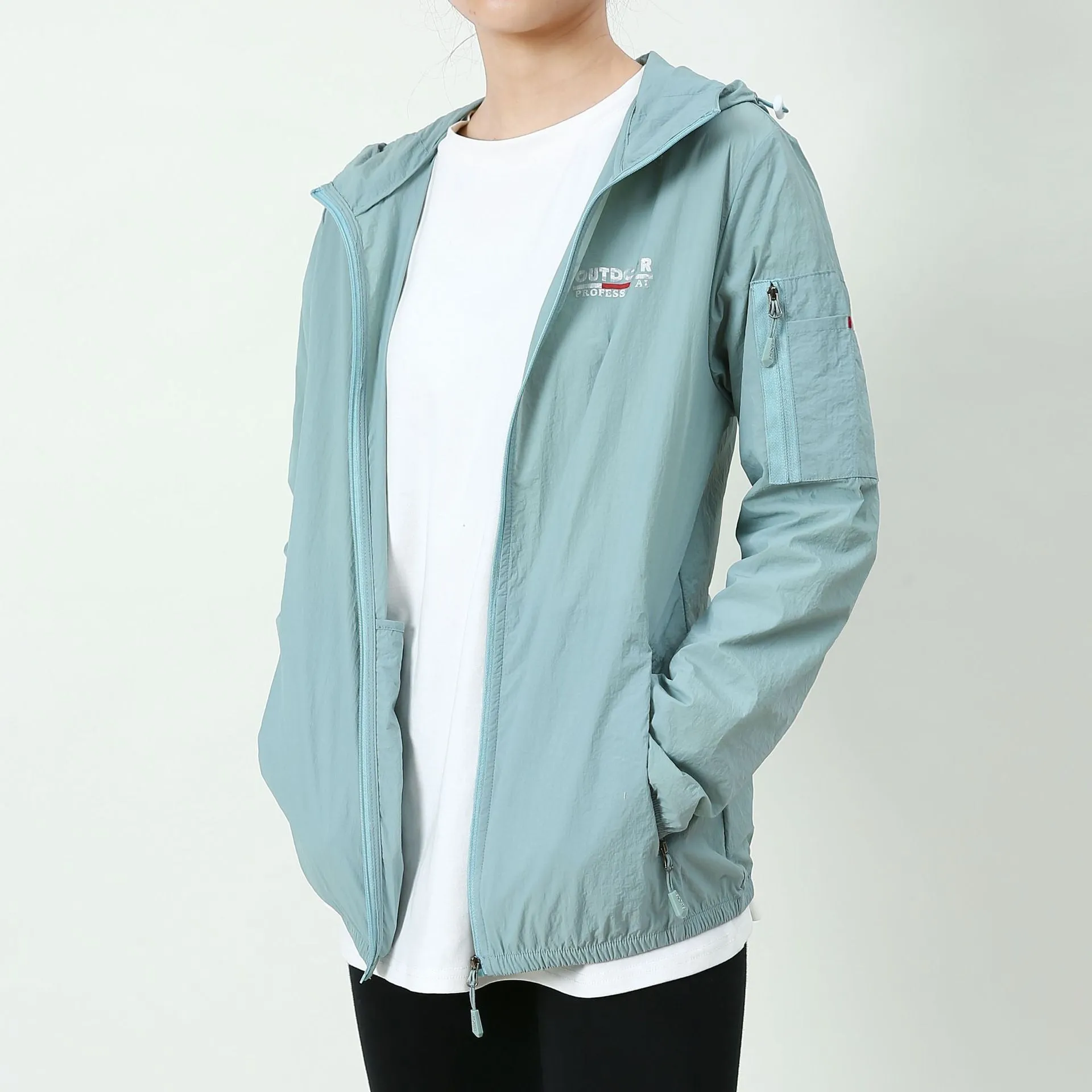 Women Young Summer Thin Sunscreen Hooded Breathable Loose Jacket Outerwear