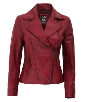 Women's Asymmetrical Biker Leather Jacket