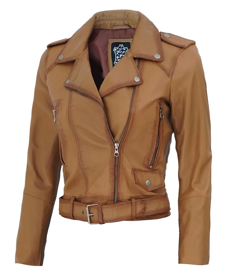 Women's Asymmetrical Biker Leather Jacket