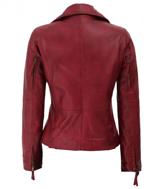 Women's Asymmetrical Biker Leather Jacket