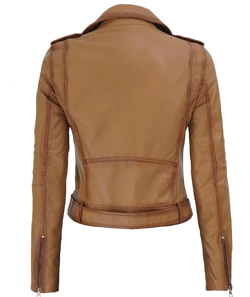 Women's Asymmetrical Biker Leather Jacket