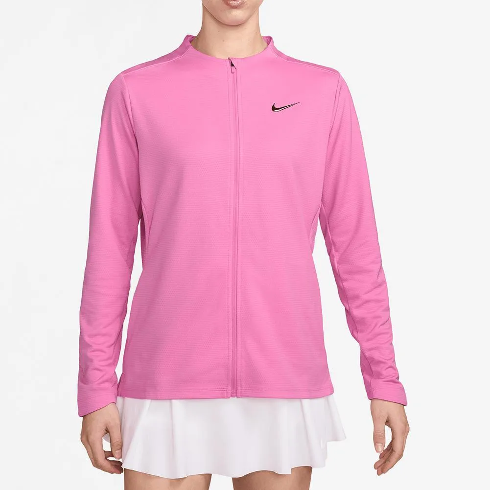 Women`s Dri-FIT UV Advantage Full Zip Tennis Top Playful Pink and Black