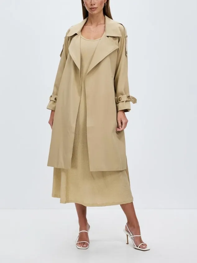 Women's Fall Dressy Office Double Breasted Maxi Khaki Long Trench Coat Overcoat by Kaja Clothing-Lilith coat