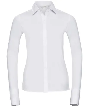 Womens long sleeve ultimate stretch shirt | White