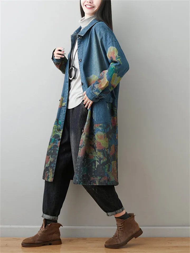 Women's Printed Mid-length Trench Jacket