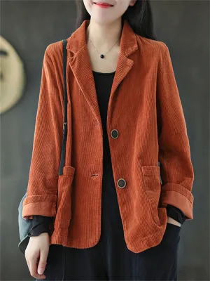 Women's Retro Fashion Corduroy Blazer Jackets